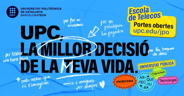 Banner JPO cartell de la jornada de portes obertes i un noi de l'escola de portada