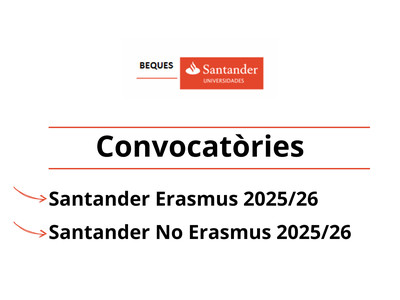 Mobilitat: Convocatòria de les Beques Santander per al curs 2025-2026. Sol·licituds fins el 30 d'abril.